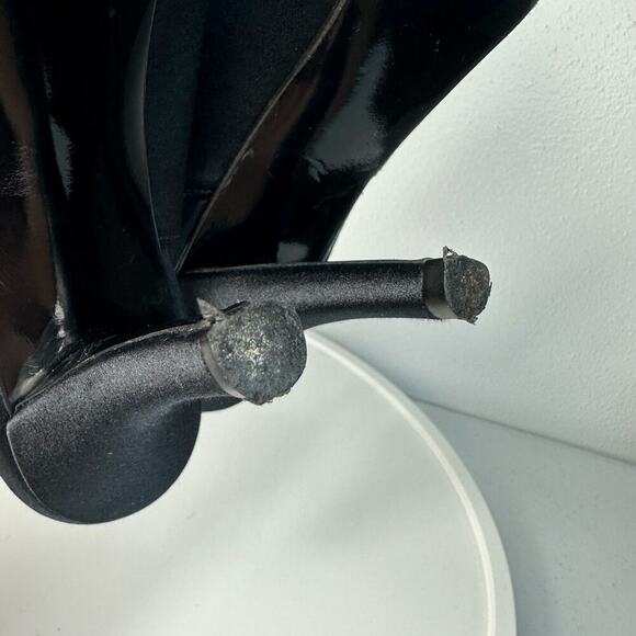 Stuart Weitzman Heels Slingback Satin Open Toe Pumps Stiletto Shoes Black 9 - Picture 9 of 13